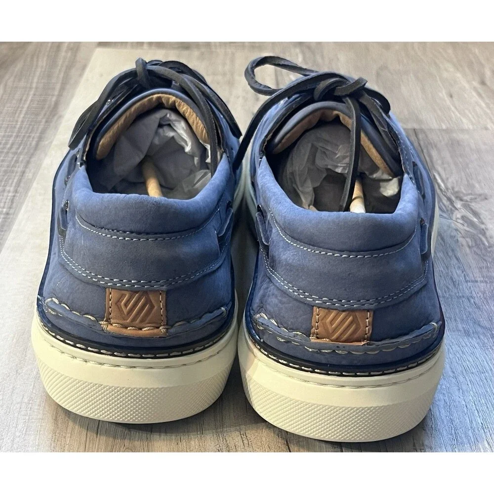 Johnston & Murphy McGuffey 2 Boat Shoe Size 13M Blue Leather Suede Tie NWOB